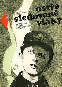 Plakát k filmu Ostre sledované vlaky (1966).
